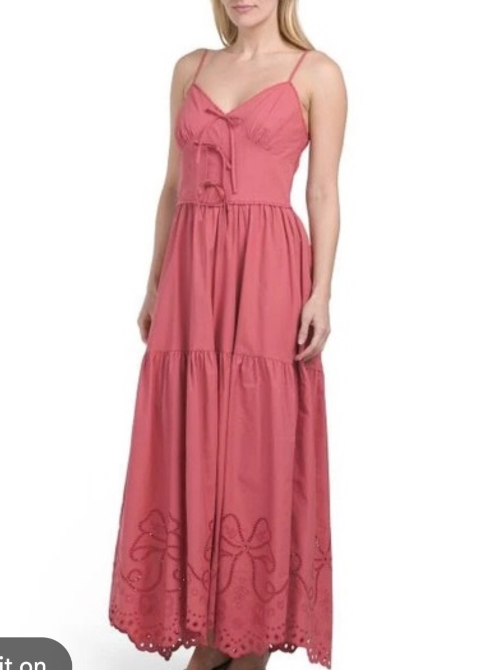 Moon River dusty rose smocked maxi dress